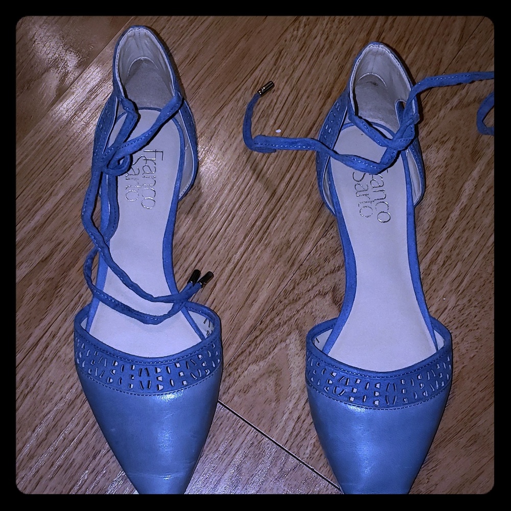 Franco Sarto flats with ankle ties.